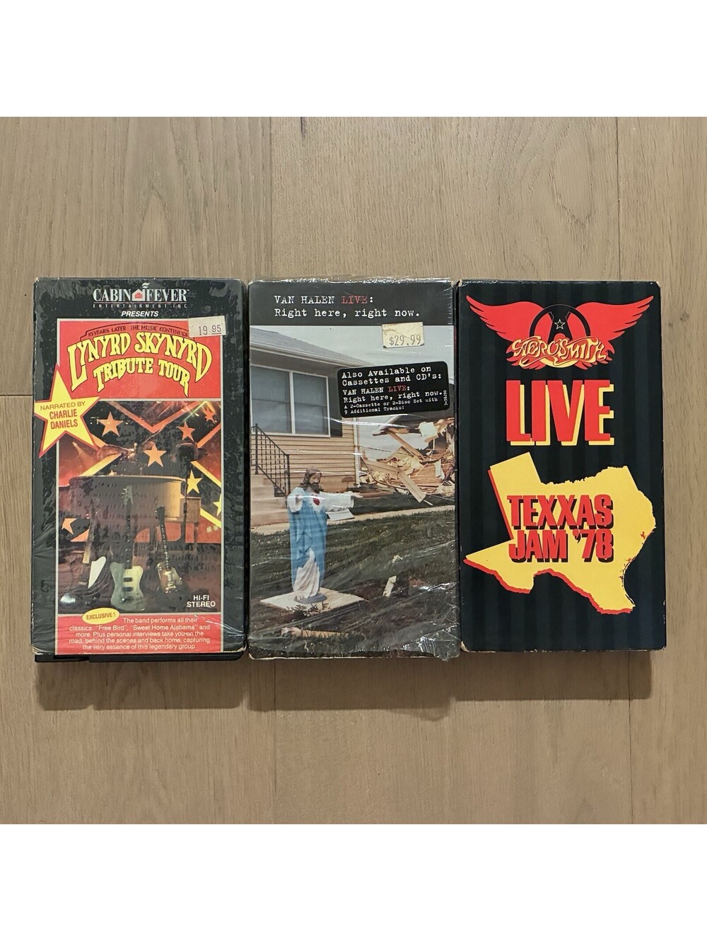 Set of 3 Rock VHS - Aerosmith, Lynyrd Skynyrd, Van Halen